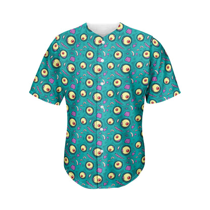 Blue Zombie Pattern Print Men's Baseball Jersey