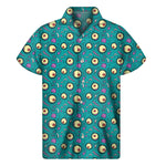 Blue Zombie Pattern Print Men's Short Sleeve Shirt