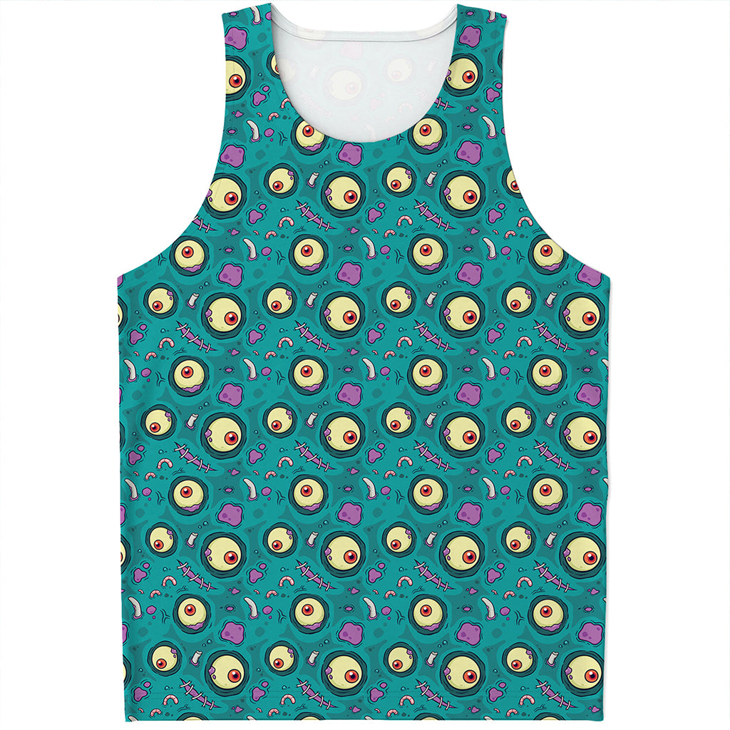 Blue Zombie Pattern Print Men's Tank Top