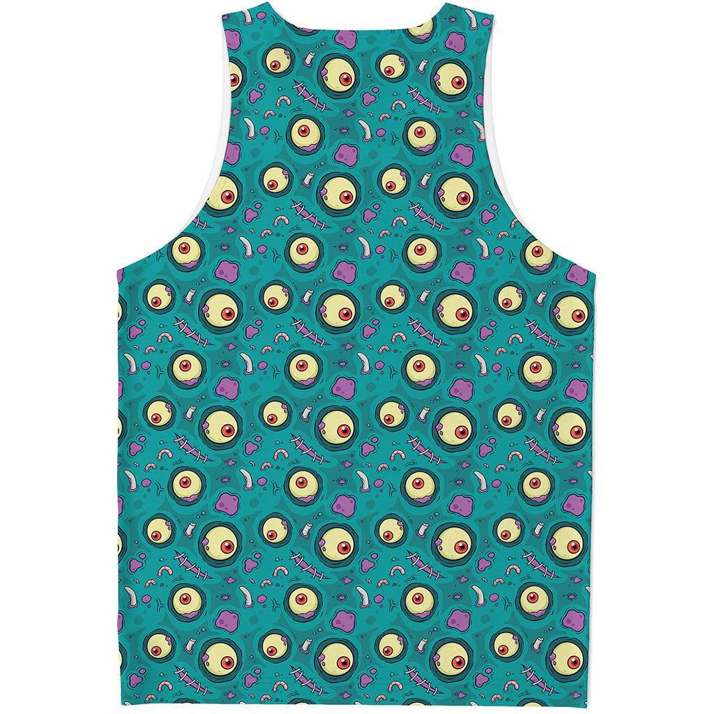 Blue Zombie Pattern Print Men's Tank Top