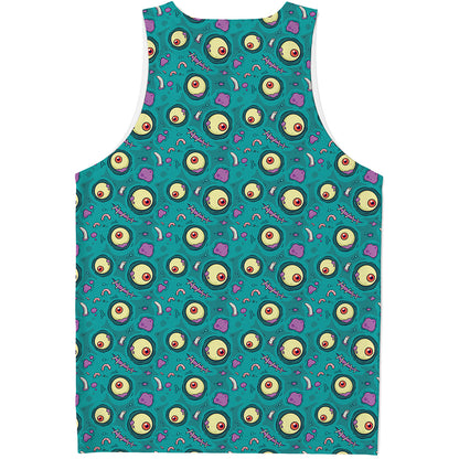 Blue Zombie Pattern Print Men's Tank Top