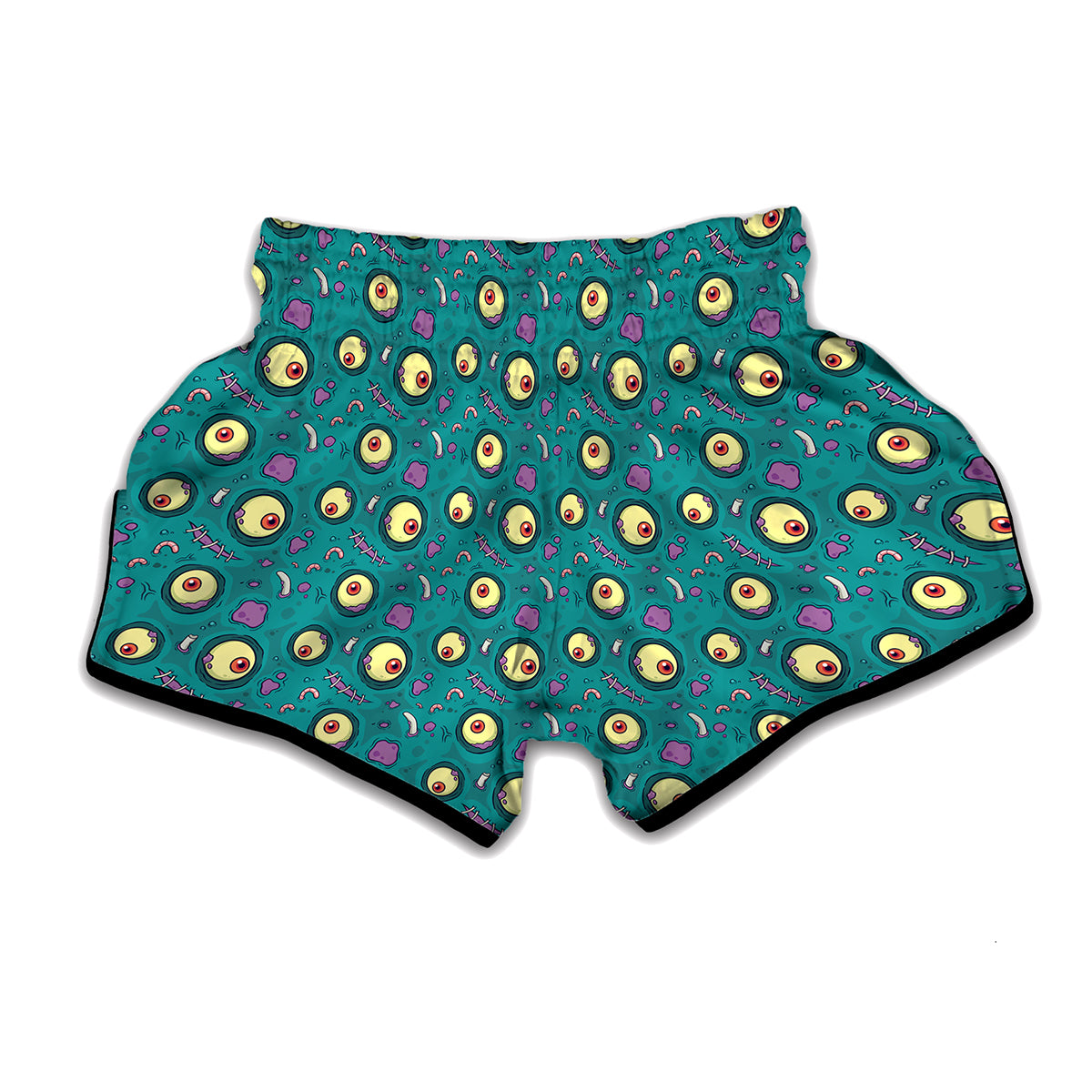 Blue Zombie Pattern Print Muay Thai Boxing Shorts