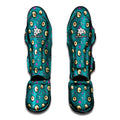 Blue Zombie Pattern Print Muay Thai Shin Guards