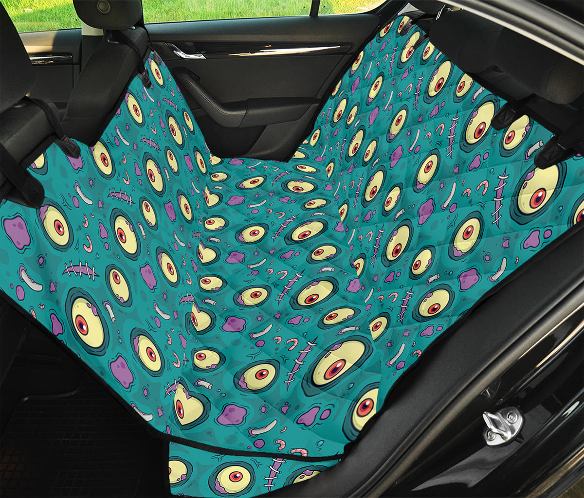 Blue Zombie Pattern Print Pet Car Back Seat Cover