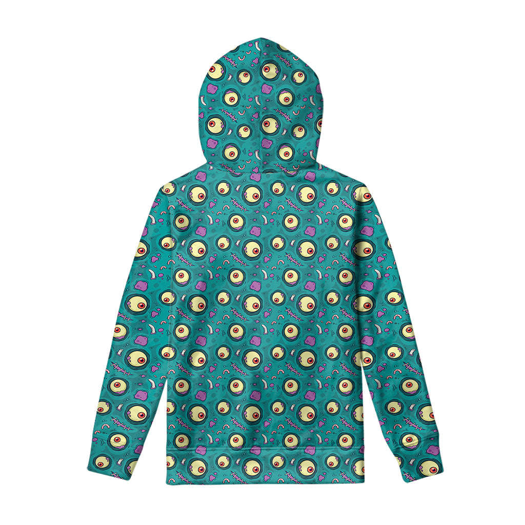Blue Zombie Pattern Print Pullover Hoodie