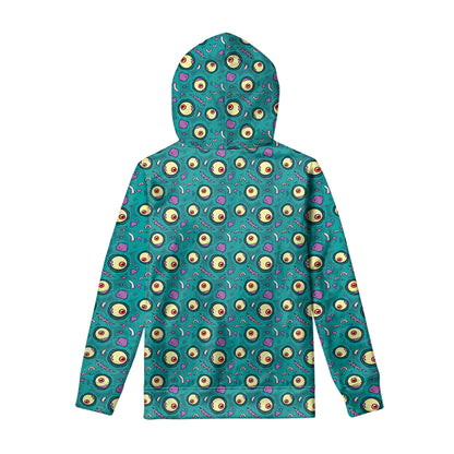Blue Zombie Pattern Print Pullover Hoodie