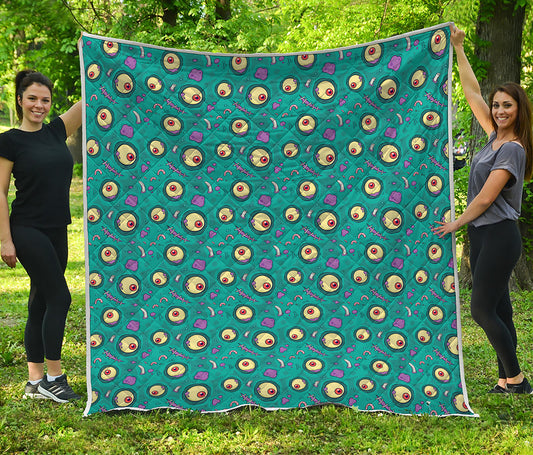 Blue Zombie Pattern Print Quilt