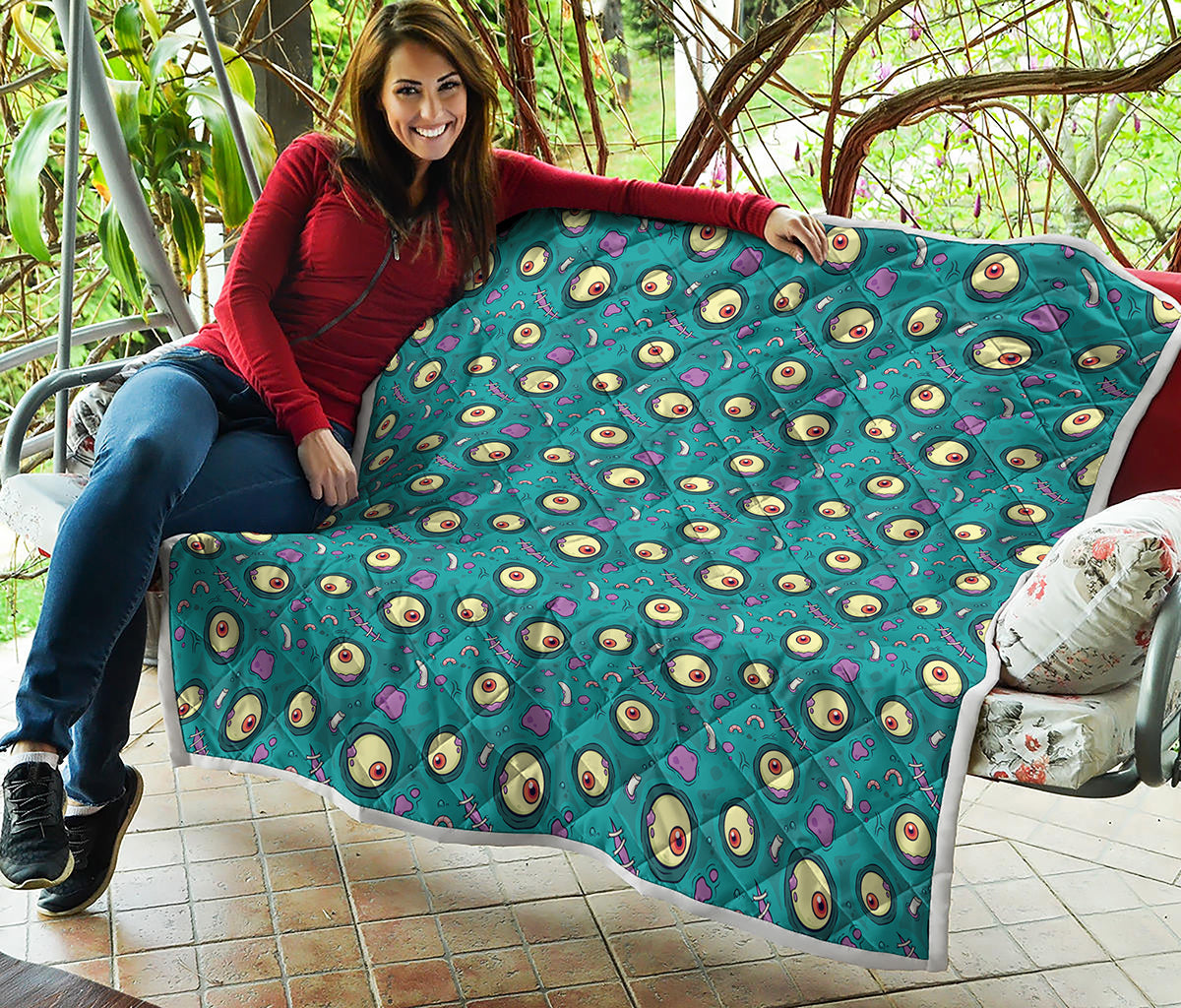 Blue Zombie Pattern Print Quilt