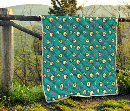 Blue Zombie Pattern Print Quilt