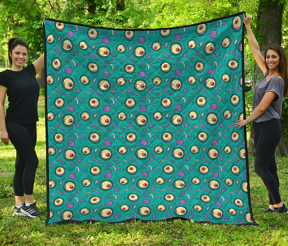 Blue Zombie Pattern Print Quilt