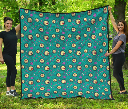Blue Zombie Pattern Print Quilt