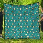 Blue Zombie Pattern Print Quilt
