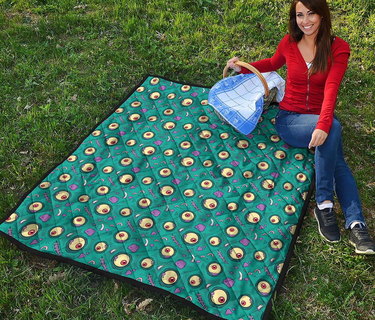 Blue Zombie Pattern Print Quilt