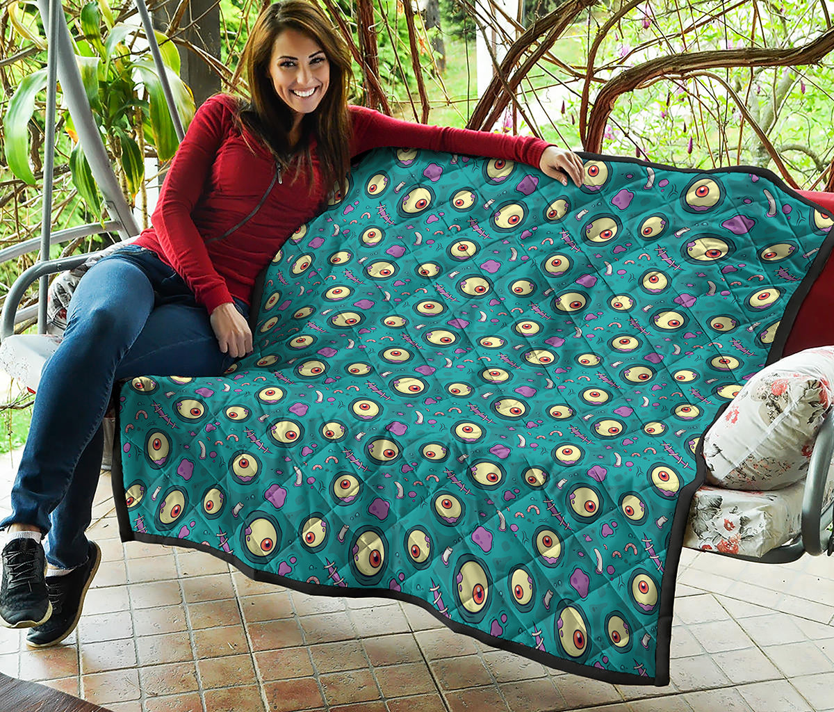 Blue Zombie Pattern Print Quilt