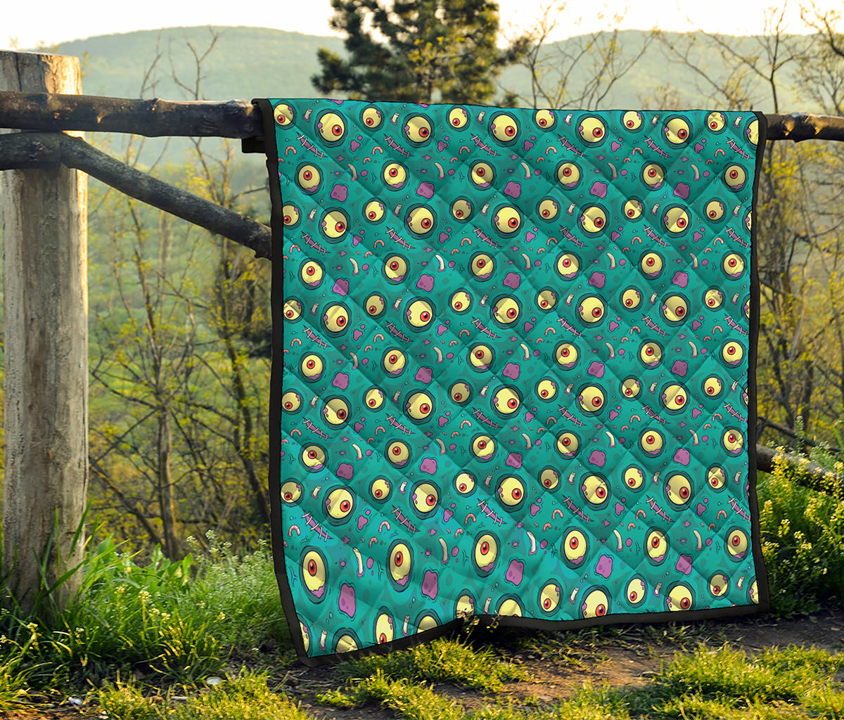 Blue Zombie Pattern Print Quilt