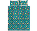 Blue Zombie Pattern Print Quilt Bed Set
