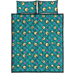 Blue Zombie Pattern Print Quilt Bed Set