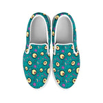 Blue Zombie Pattern Print White Slip On Shoes