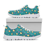 Blue Zombie Pattern Print White Sneakers