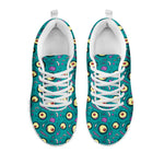 Blue Zombie Pattern Print White Sneakers