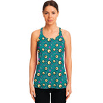 Blue Zombie Pattern Print Women's Racerback Tank Top