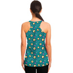 Blue Zombie Pattern Print Women's Racerback Tank Top