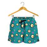 Blue Zombie Pattern Print Women's Shorts