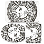 Bohemian Celestial Sun And Moon Print 3 Piece Bath Mat Set