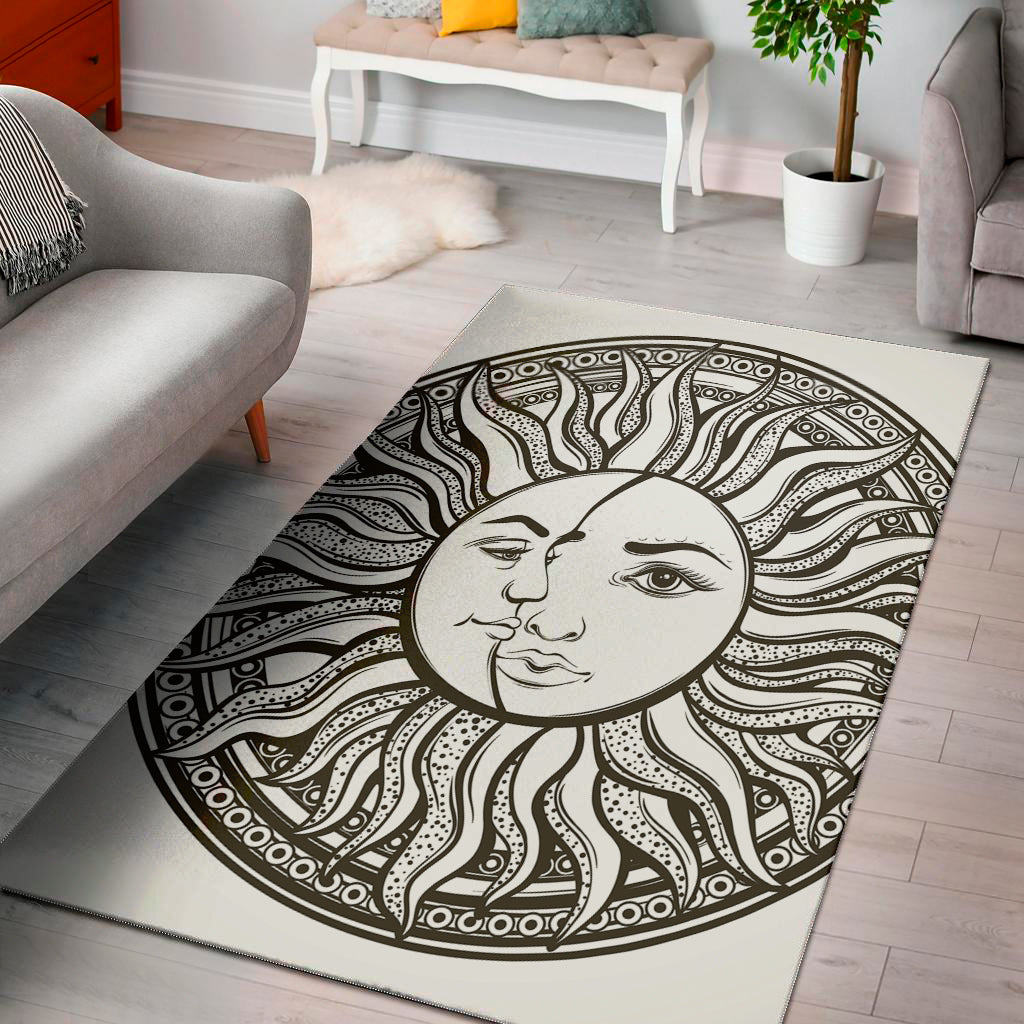 Bohemian Celestial Sun And Moon Print Area Rug