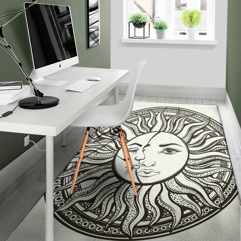 Bohemian Celestial Sun And Moon Print Area Rug