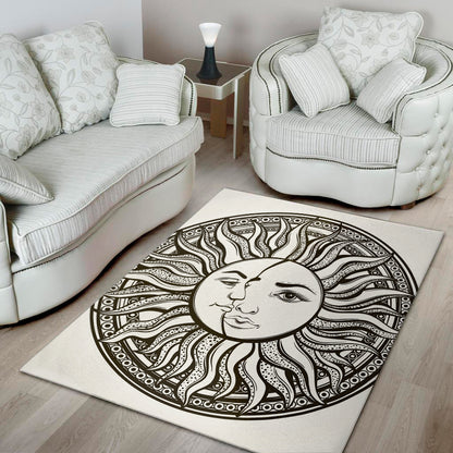 Bohemian Celestial Sun And Moon Print Area Rug