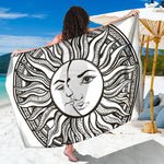 Bohemian Celestial Sun And Moon Print Beach Sarong Wrap