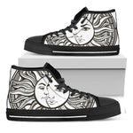 Bohemian Celestial Sun And Moon Print Black High Top Shoes