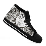 Bohemian Celestial Sun And Moon Print Black High Top Shoes