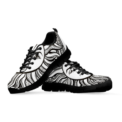 Bohemian Celestial Sun And Moon Print Black Sneakers