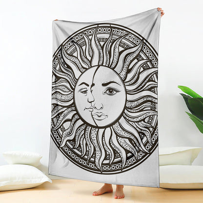 Bohemian Celestial Sun And Moon Print Blanket