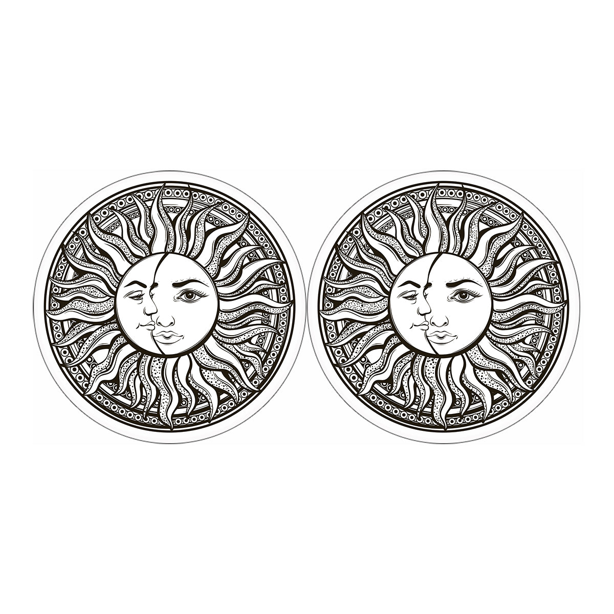 Bohemian Celestial Sun And Moon Print Car Coasters