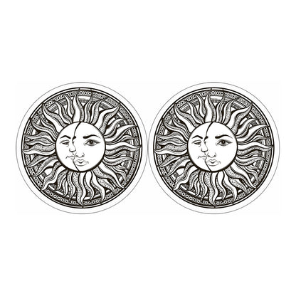 Bohemian Celestial Sun And Moon Print Car Coasters