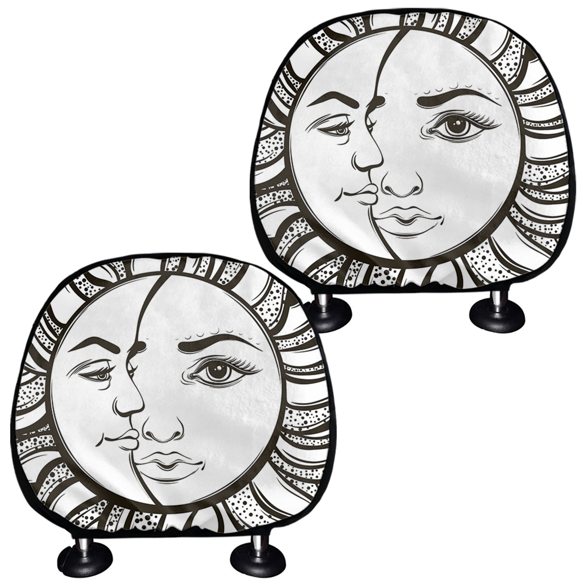 Bohemian Celestial Sun And Moon Print Car Headrest Covers