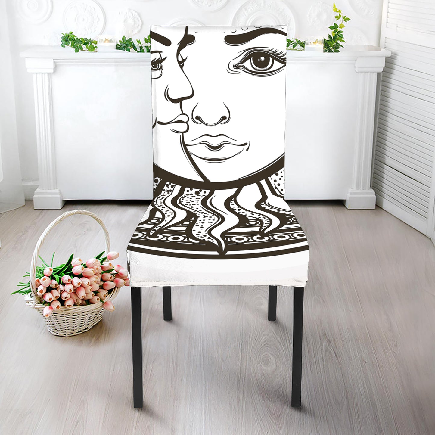 Bohemian Celestial Sun And Moon Print Dining Chair Slipcover