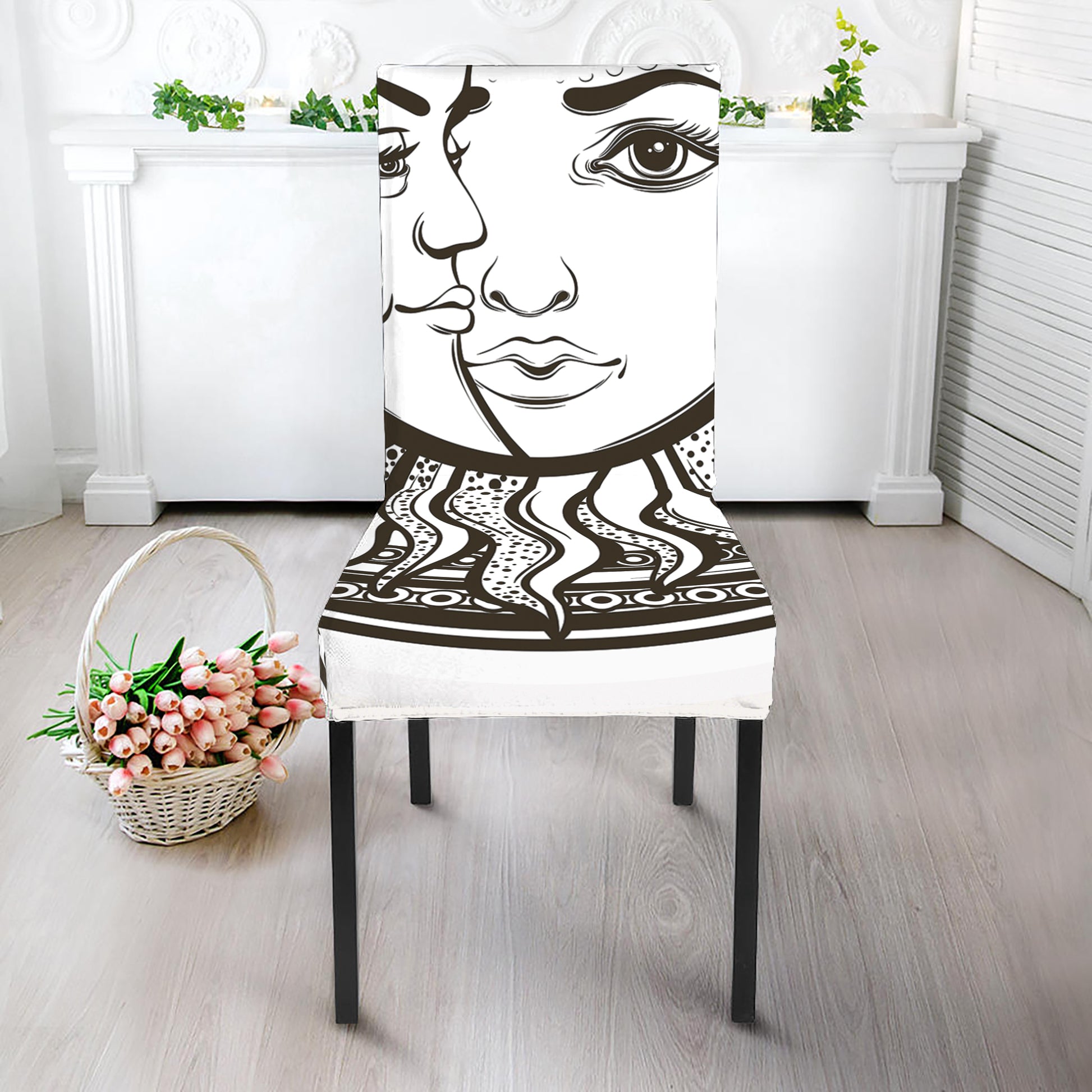Bohemian Celestial Sun And Moon Print Dining Chair Slipcover