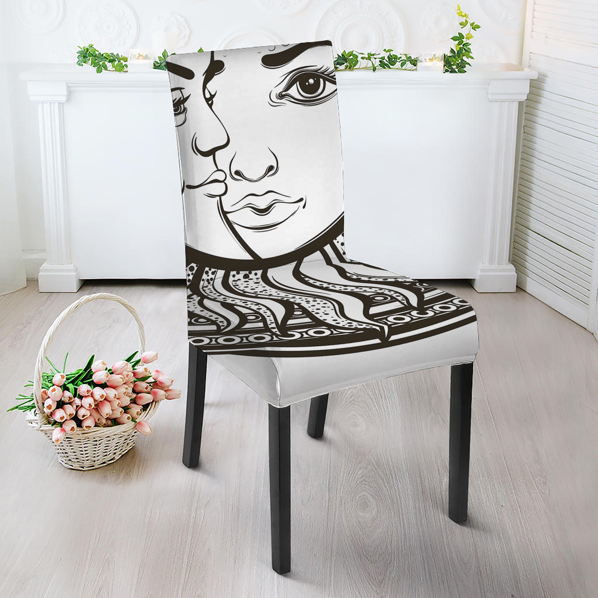 Bohemian Celestial Sun And Moon Print Dining Chair Slipcover