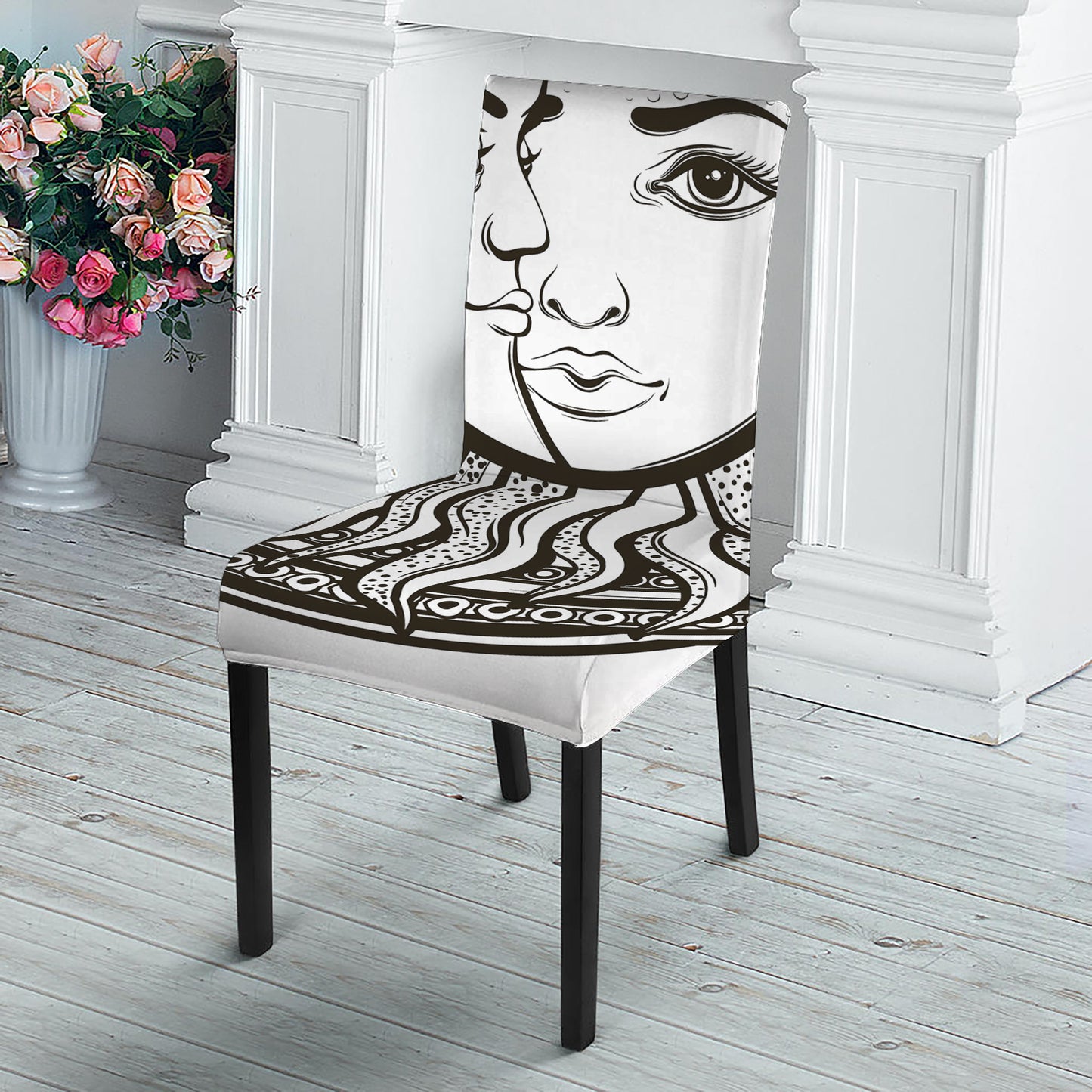 Bohemian Celestial Sun And Moon Print Dining Chair Slipcover