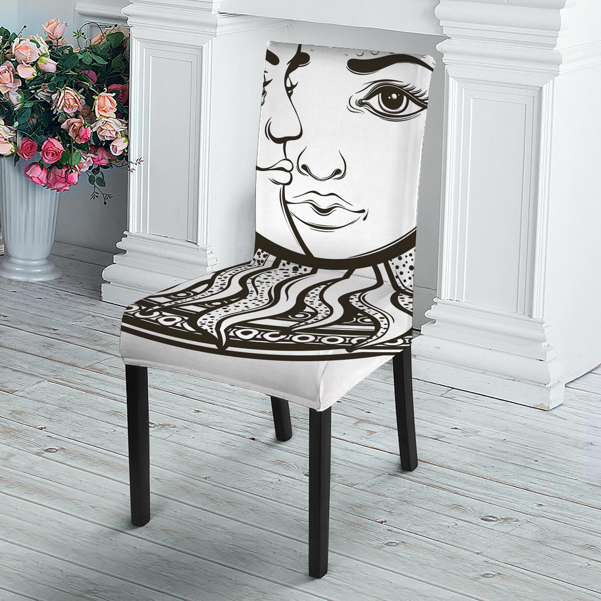 Bohemian Celestial Sun And Moon Print Dining Chair Slipcover
