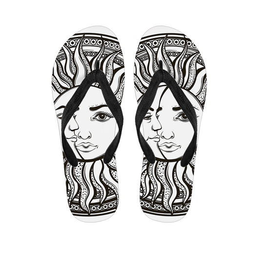 Bohemian Celestial Sun And Moon Print Flip Flops