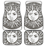Bohemian Celestial Sun And Moon Print Front and Back Car Floor Mats