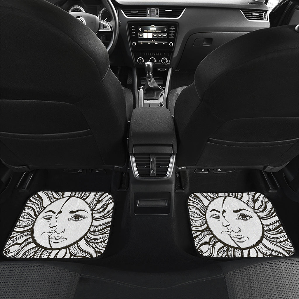 Bohemian Celestial Sun And Moon Print Front and Back Car Floor Mats