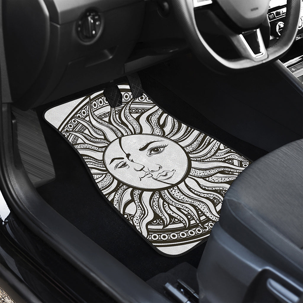 Bohemian Celestial Sun And Moon Print Front and Back Car Floor Mats