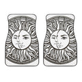 Bohemian Celestial Sun And Moon Print Front Car Floor Mats