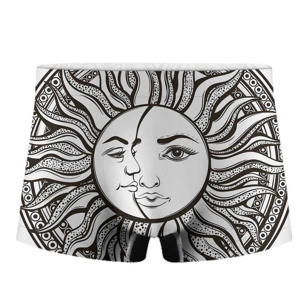Bohemian Celestial Sun And Moon Print Men's Boxer Briefs